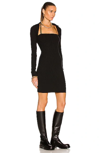 Shop Helmut Lang Pima Long Sleeve Mini Dress In Black