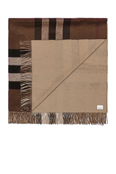 Shop Burberry Check Reversible Blanket In Birch Brown Check & Archive Beige
