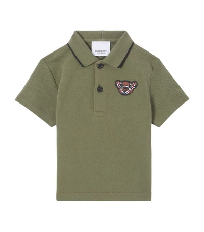 Shop Burberry Kids Cotton Thomas Bear Polo Shirt (6-12 Months) In Green