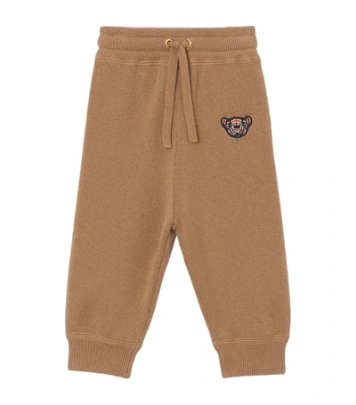 Shop Burberry Kids Cashmere Thomas Bear Sweatpants (6-24 Months) In Brown