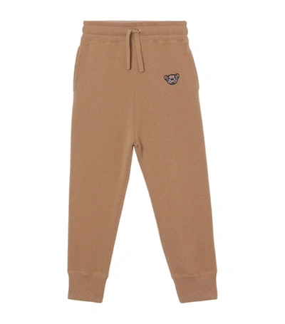 Shop Burberry Kids Cashmere Thomas Bear Sweatpants (10-14 Years) In Brown