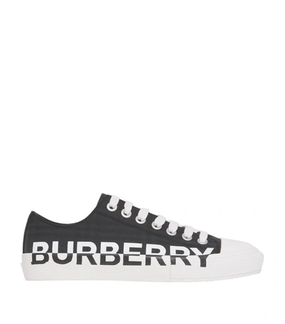 Shop Burberry Canvas Logo Sneakers In Black