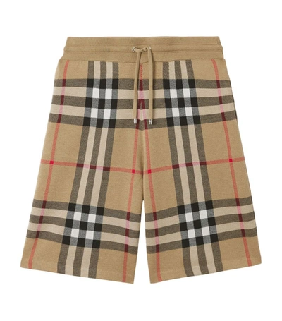 Shop Burberry Wool-silk Check Shorts In Neutrals