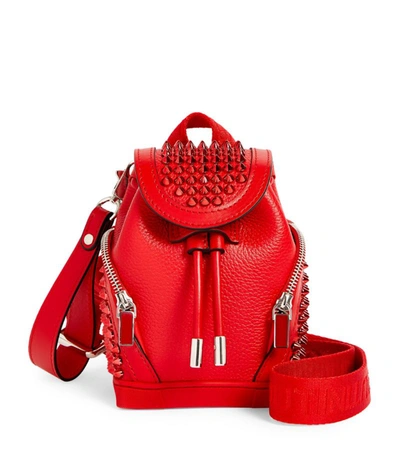 Shop Christian Louboutin Explorafunk Leather Keyring Backpack In Red