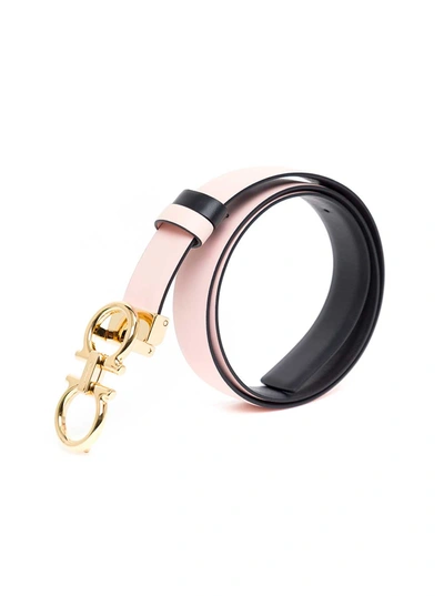 Shop Ferragamo Reversible Pink And Black Leather Gancini Belt