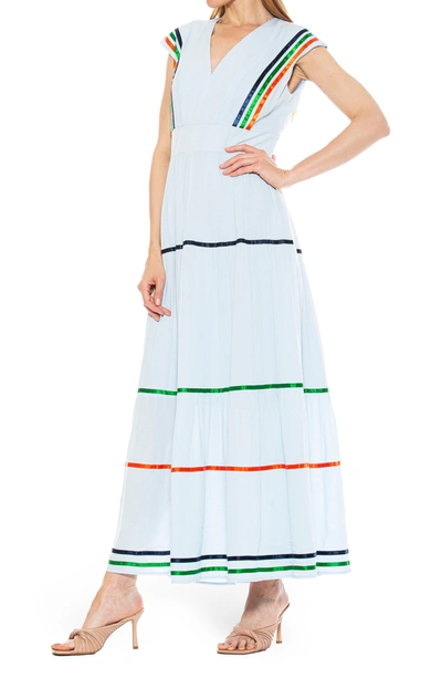 Shop Alexia Admor Summer V-neck Tiered Maxi Dress In Halogen Blue