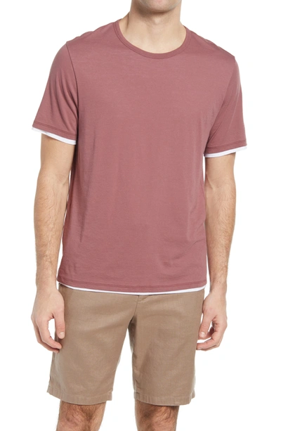 Shop Vince Slim Fit Double Layer Crewneck T-shirt In Sumac/ Optic White