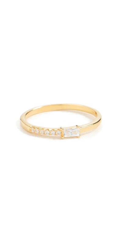 Shop Adinas Jewels Thin Baguette Ring In Gold