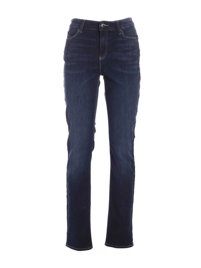 Shop Emporio Armani Mid Rise Slim Cut Jeans In Blue