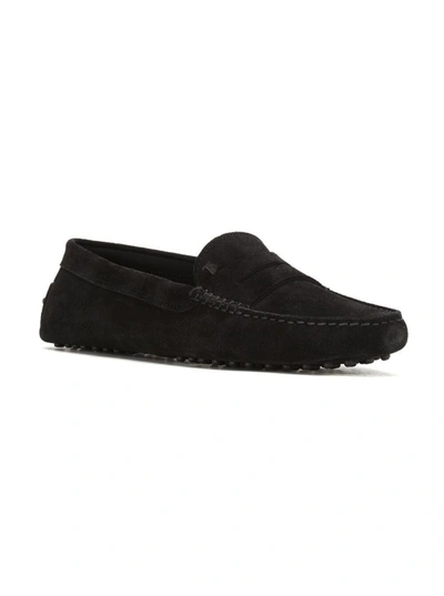 Shop Tod's Black Suede  Loafers