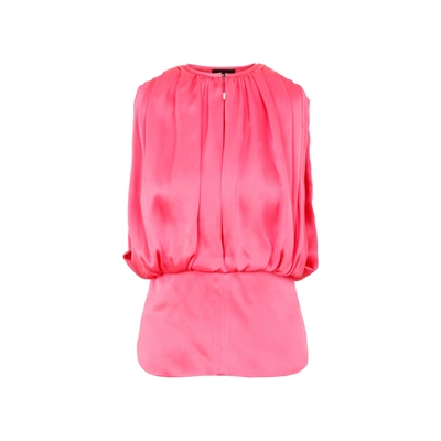 Shop Giorgio Armani Sleeveless Satin Pleated Blouse In Pink