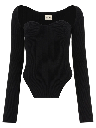 Shop Khaite Maddy Sweetheart Neck Knit Top In Black