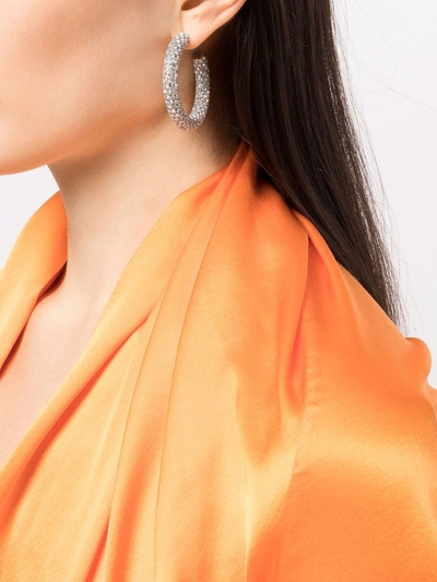 Amina Muaddi Medium Crystal-embellished Hoop Earrings In Silver