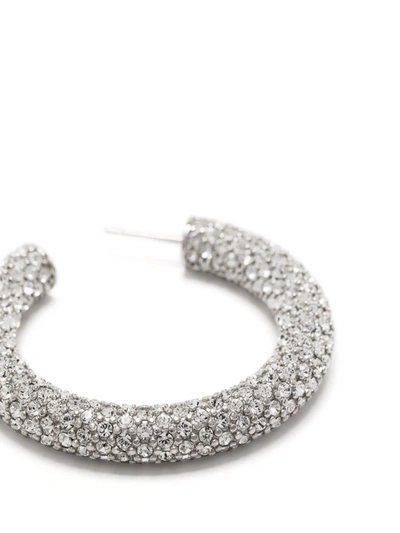 Amina Muaddi Medium Crystal-embellished Hoop Earrings In Silver