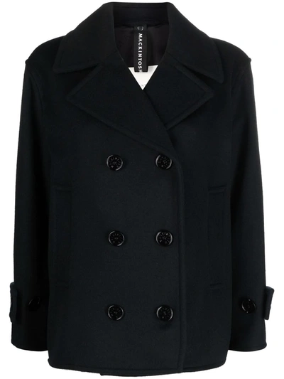 Shop Mackintosh Fiona Double-breasted Peacoat In Black