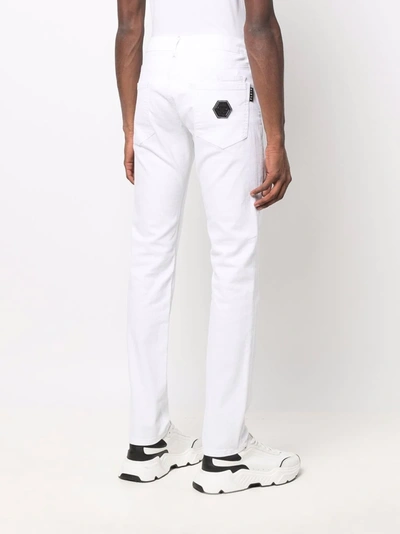 Shop Philipp Plein Slim-cut Denim Jeans In White