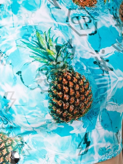 Philipp Plein Pineapple Skies Short-sleeve Cropped T-shirt In Blue