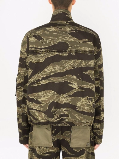 Shop Dolce & Gabbana Camouflage-pattern Bdu Jacket In Green