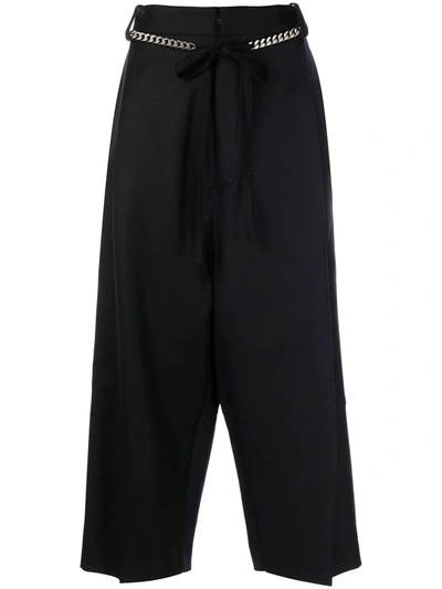Shop Y's Cropped Wide-leg Trousers In Black