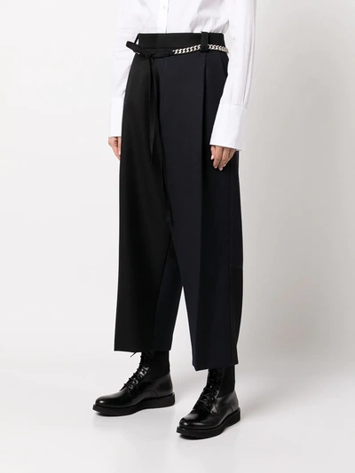 Y's Cropped Wide-leg Trousers In Black