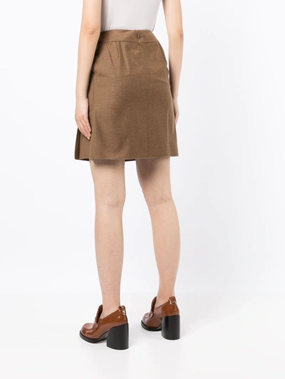 Pre-owned Chanel 1999 High-waisted Pleated Miniskirt In Brown