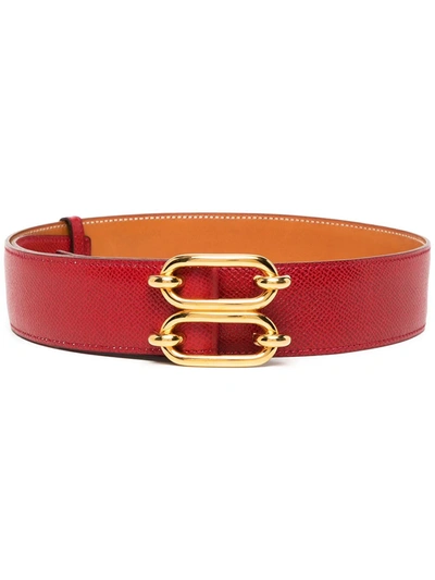 Pre-owned Hermes  Chaîne D'ancre Reversible Belt In Red