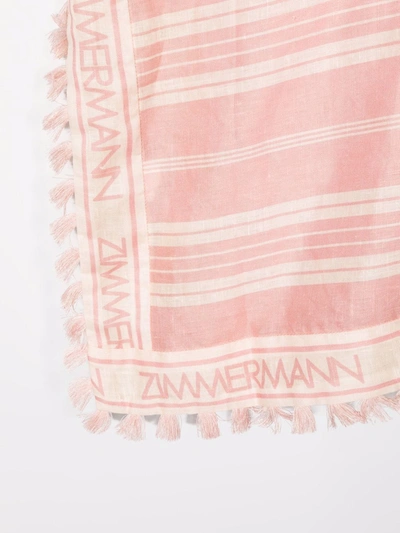 Shop Zimmermann Striped Hooded Poncho In Pink