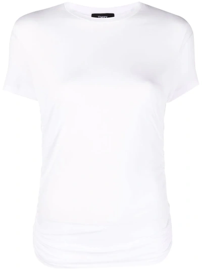 Shop Theory Ruched Pima Cotton T-shirt In White