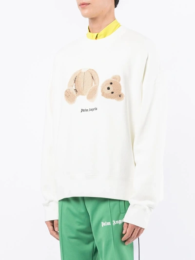 Shop Palm Angels Bear-print Sweatshirt In White