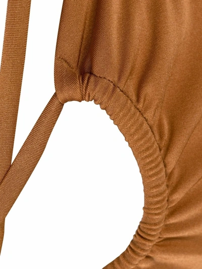 Noire Swimwear Lattice-strap Halterneck Swimsuit In Neutrals