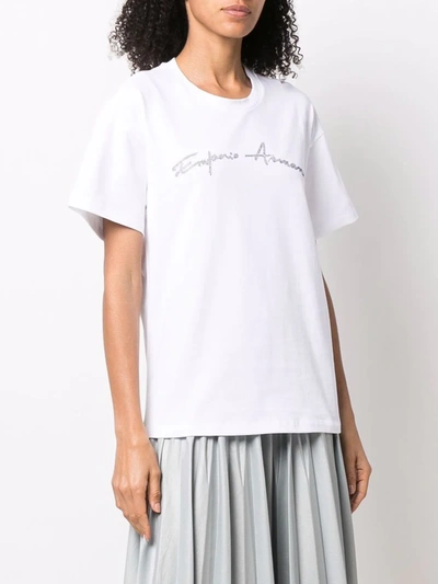 Shop Emporio Armani Logo-print Short-sleeved T-shirt In White