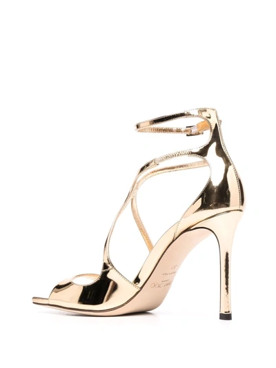 Jimmy Choo Gold Azia 110 Heeled Sandals In Yellow
