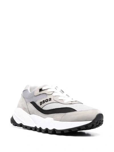 Dsquared2 Grey Canvas And Suede Sneakers In Grey