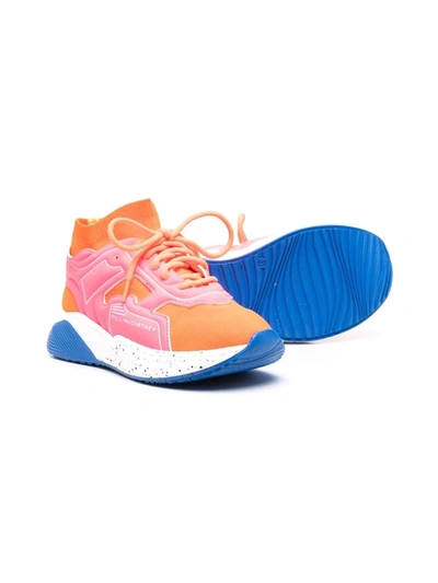 Stella Mccartney Multicolor Sneakers For Girl With White Logo In Orange