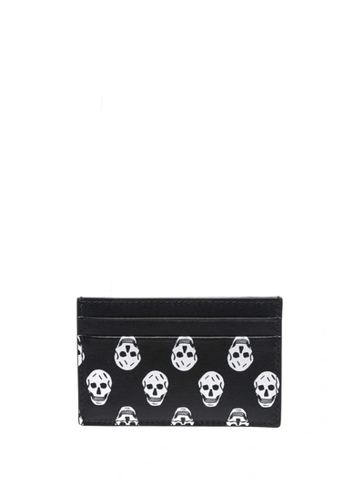 Shop Alexander Mcqueen Skull-motif Leather Cardholder In Black