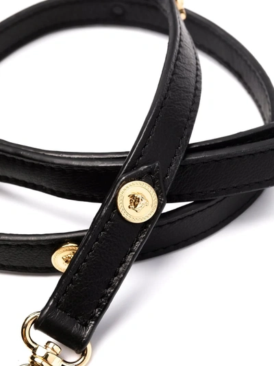 Versace Medusa-stud Leather Pet Leash In Black