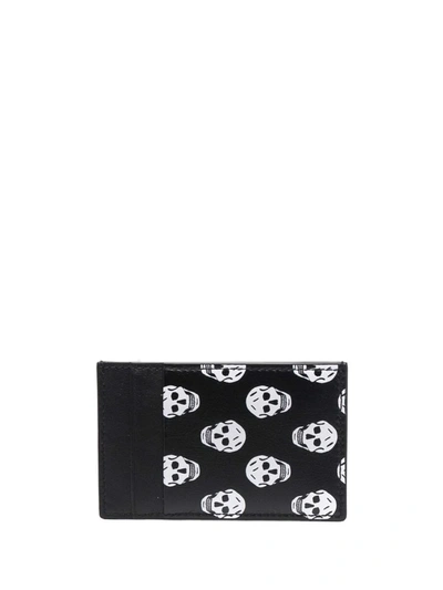 Shop Alexander Mcqueen Skull-motif Leather Cardholder In Black