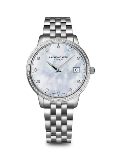 Shop Raymond Weil Women's Toccata Stainless Steel, Mother-of-pearl & Diamond Bracelet Watch In White