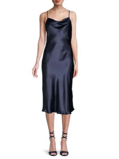 Bebe Solid Satin Bias Camisole In Navy