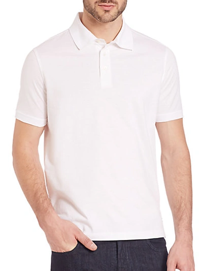 Ferragamo Men's Piqu&eacute; Polo Shirt With Floating Gancio Embroidery In White