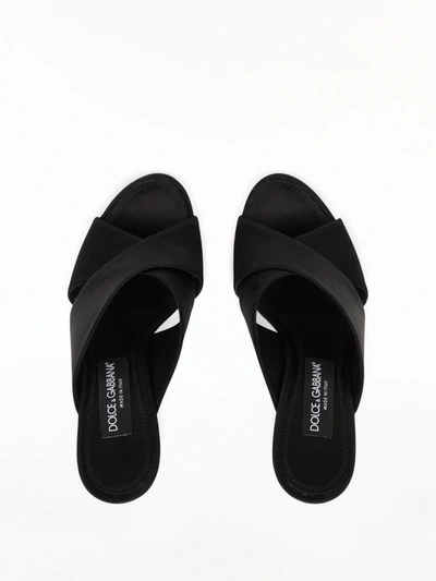 Shop Dolce & Gabbana Black Satin Sandals