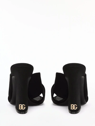 Shop Dolce & Gabbana Black Satin Sandals