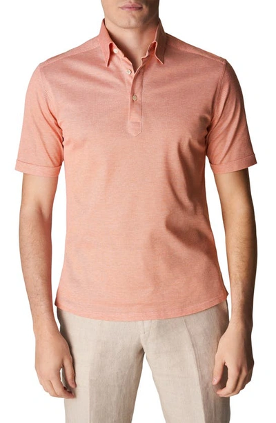 Eton Contemporary Fit Short Sleeve Pique Polo In Orange