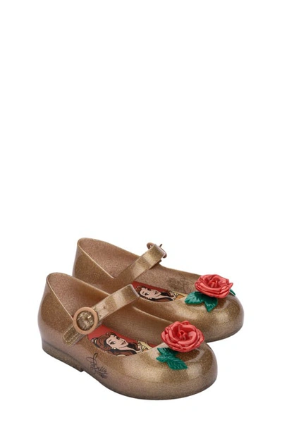 Shop Mini Melissa Mini Sweet Love Disney Princess Mary Jane Flat In Gold/ Red