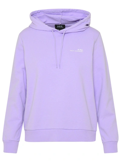 Shop A.p.c. Logo Printed Drawstring Hoodie In Purple