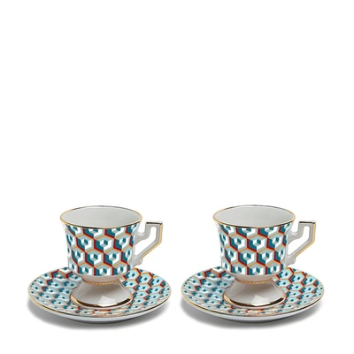 La DoubleJ abstract-print Espresso Cup And Saucer Set Of Two - Farfetch