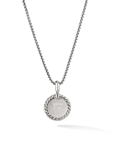 Shop David Yurman Women's Cable Collectibles Sterling Silver & Pavé Diamond Initial Pendant Necklace In Initial F