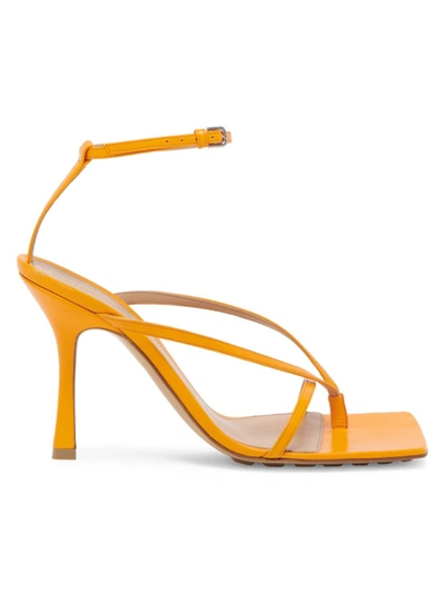 Shop Bottega Veneta Women's Stretch Leather Sandals In Tangerine