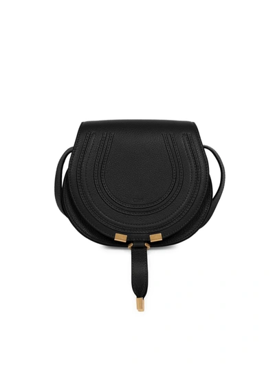 Shop Chloé Women's Small Marcie Leather Saddle Bag In Black