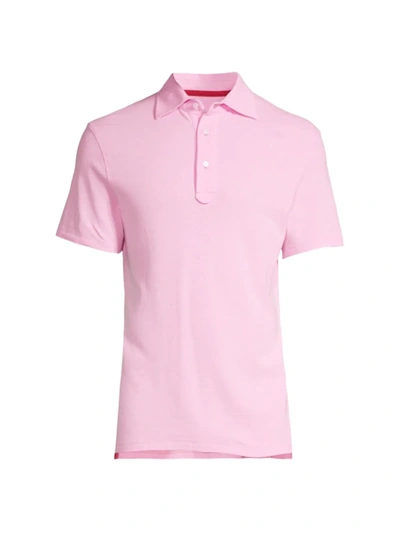 Shop Isaia Men's Slim-fit Cotton Piqué Polo In Pink